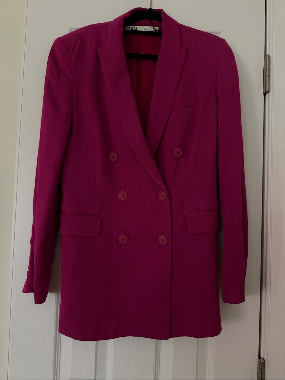Zara Double-Breasted Fuchsia Blazer